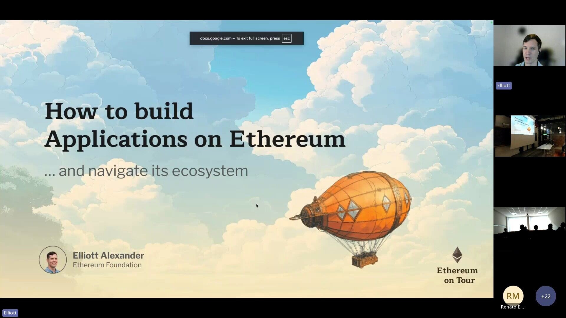 A screen capture of Elliott's presentation